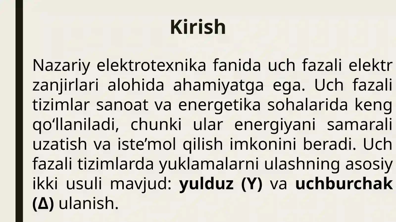 Yulduz va uchburchak ulash usullarining taqqoslanishi 3