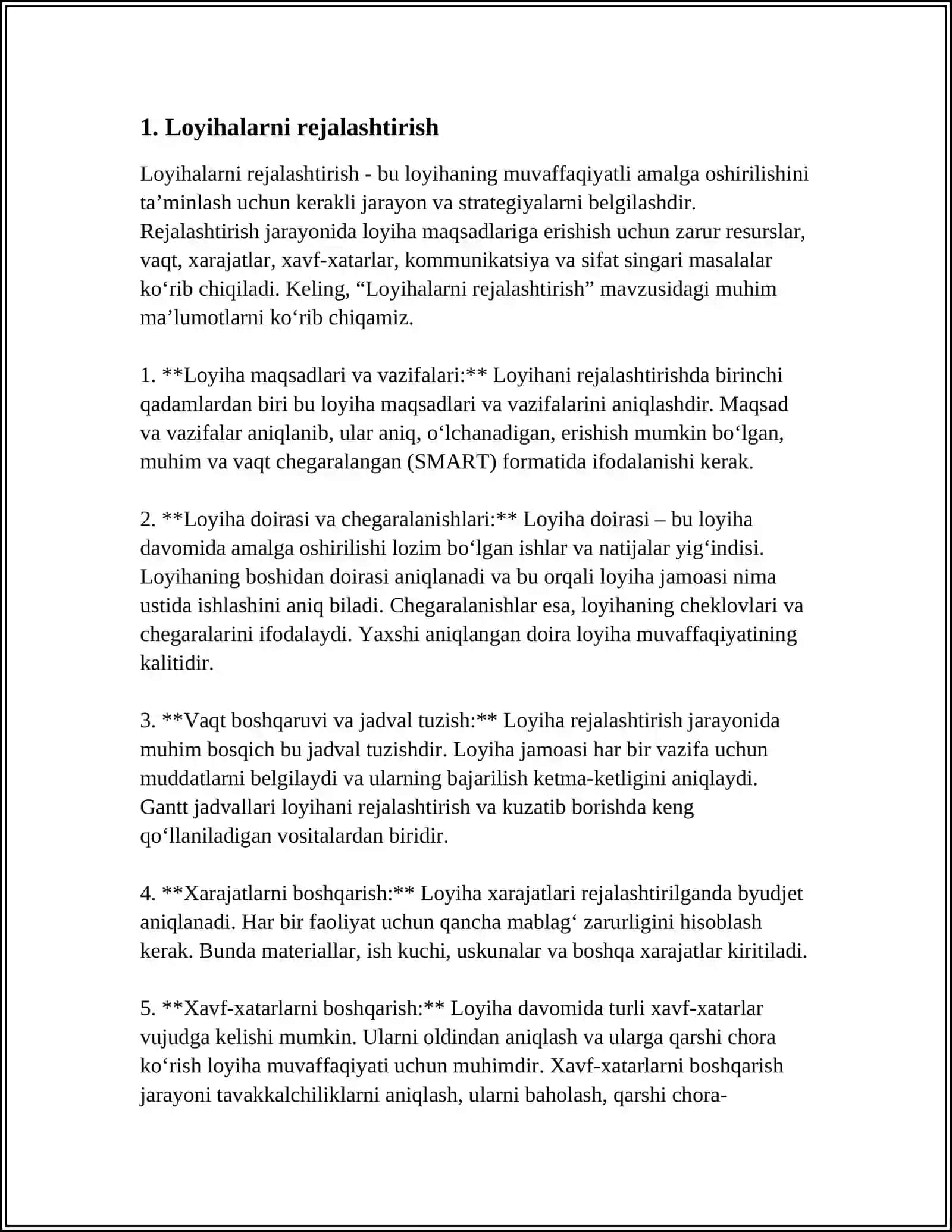 ZAMONAVIY LOYIHALARNI BOSHQARISH 3