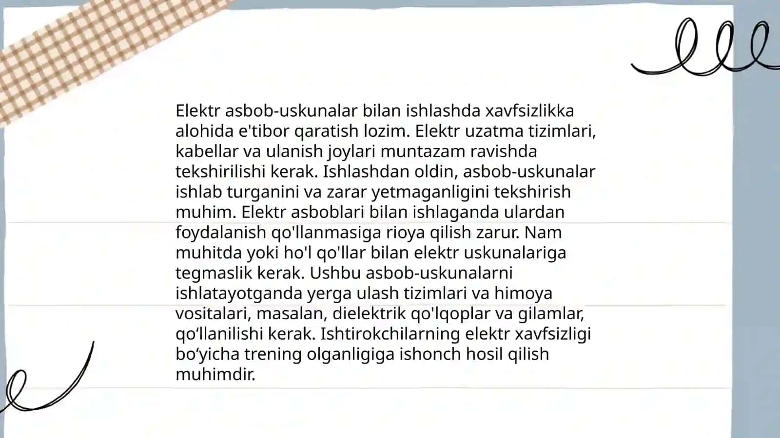 Elektr asbob-uskunalar bilan ishlashda xavfsizlik 3
