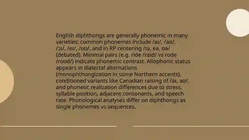 Diphthongs in English: Phonological Status and Classification 3