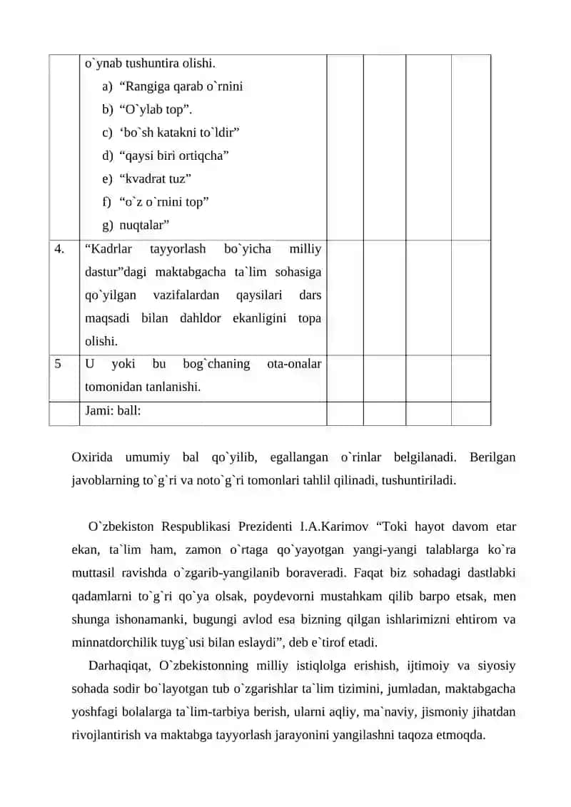 MAKTABGACHA TA'LIMDA TARBIYA BERISH USULLARI VA VOSITALARI 3