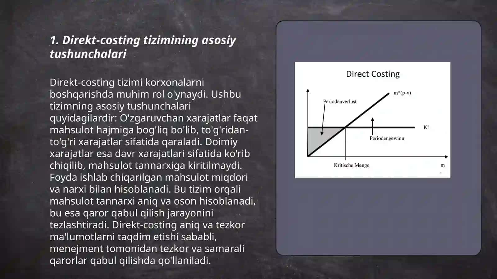 Xarajatlar “Direkt-costing” tizimi boʻyicha baholanish tartibi 3