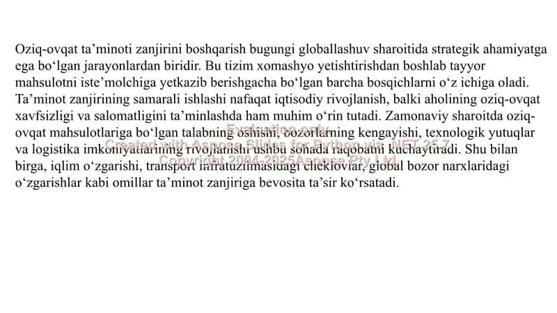 Oziq-ovqat taminoti zanjirini boshqarish ishtirokchilar, zanjirlar va tasir qiluvchi omillar 3