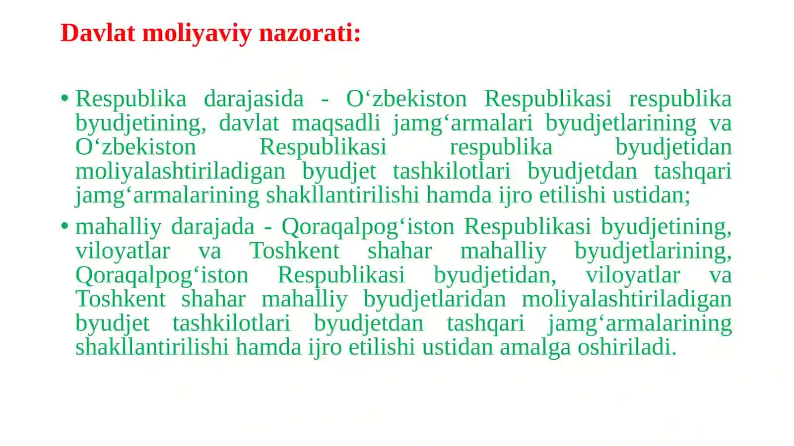 BYUDJET TIZIMI BYUDJETLARINING IJROSINI NAZORAT QILISh 3