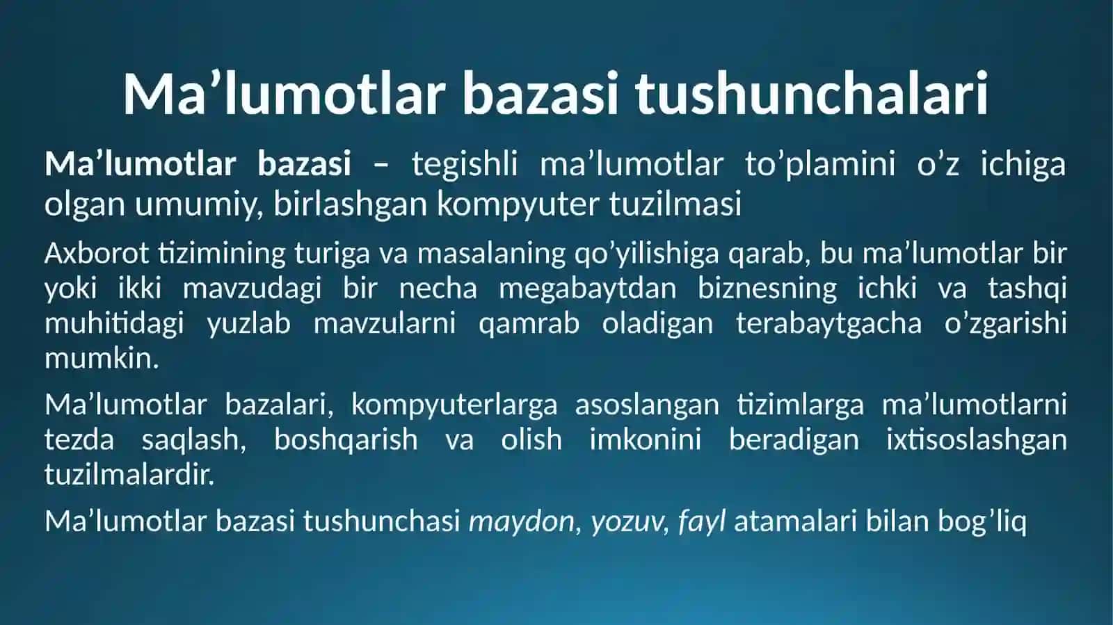 Ma’lumotlar bazasi 3