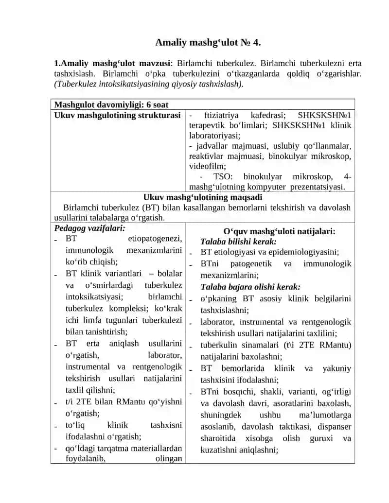 Birlamchi Tuberkulez (Tuberculosis) 3
