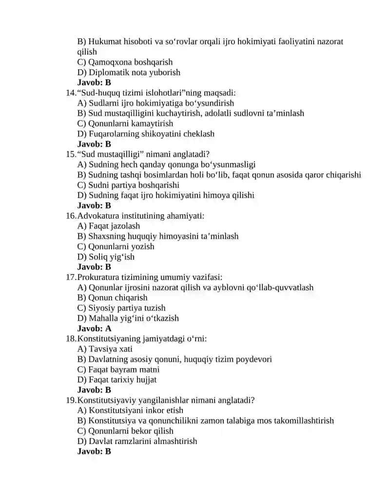 Oʻzbekistonning eng yangi tarixi 5-test 3