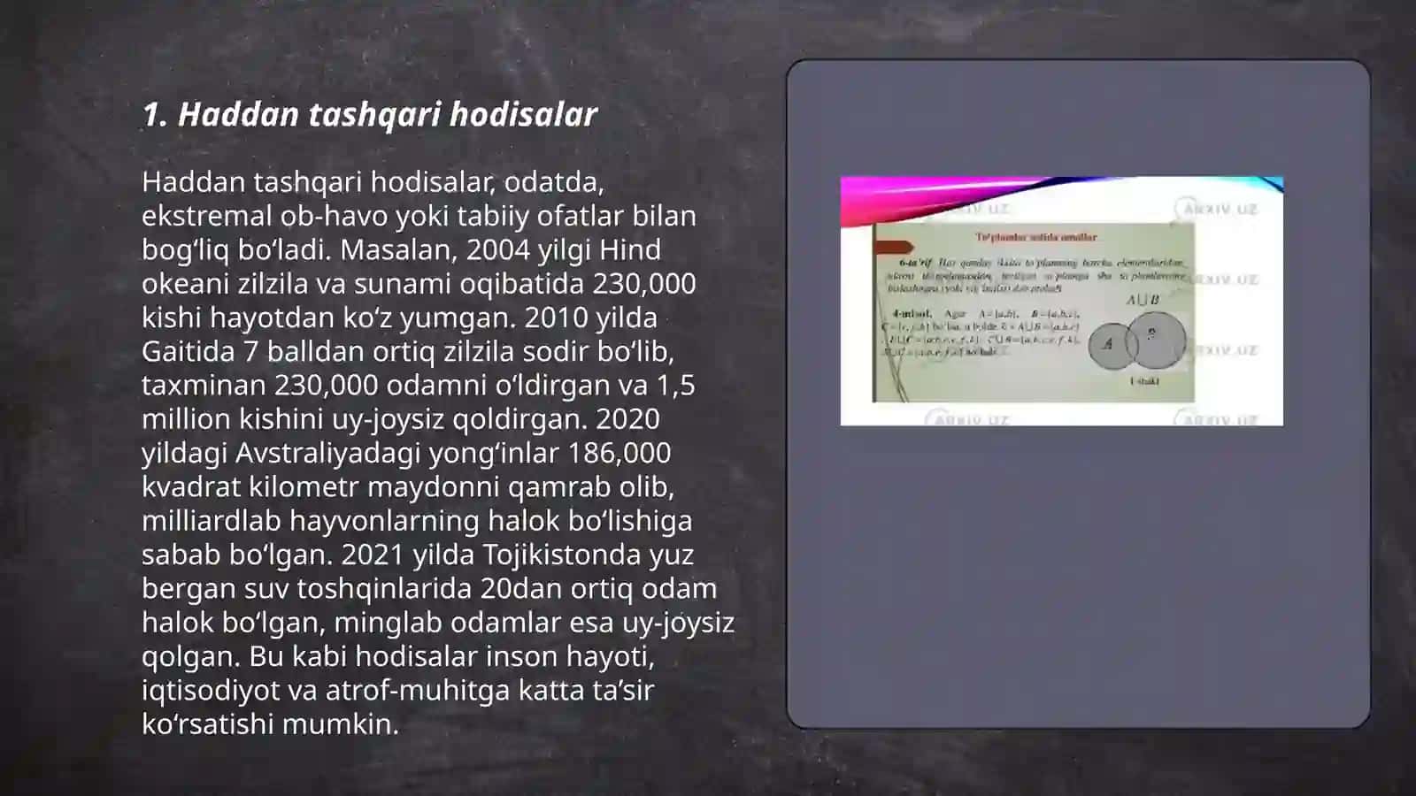 Hodisalar ustida amallar 3