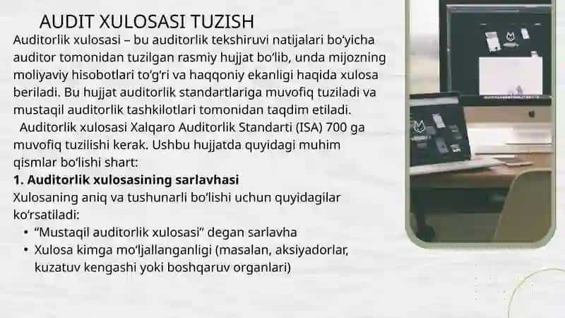 AUDIT XULOSASI TUZISH VA TURLARI 3