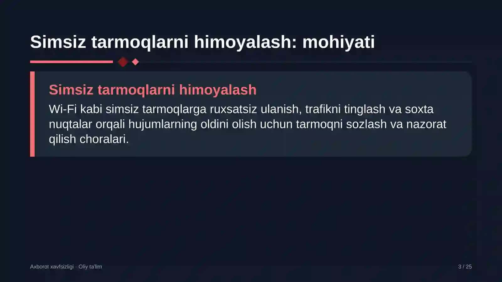 Axborot agentliklarida simsiz tarmoqlarni himoyalash 3