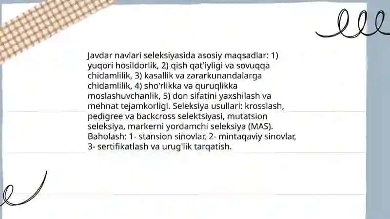 Javdar navlari va seleksiya 3
