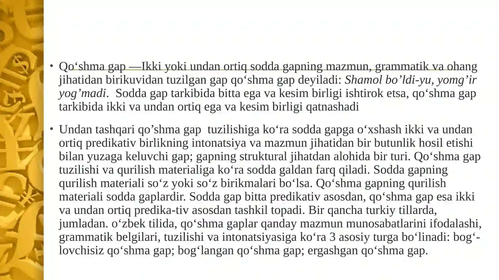 Tobe munosabatli qo’shma gaplar tahlili 3