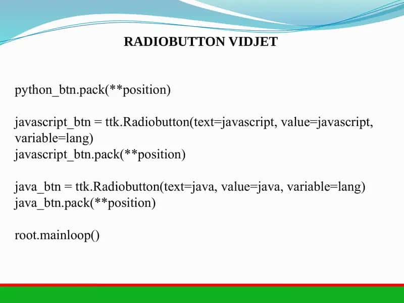 RADIOBUTTON VA COMBOBOX KOMPONENTLARI 3
