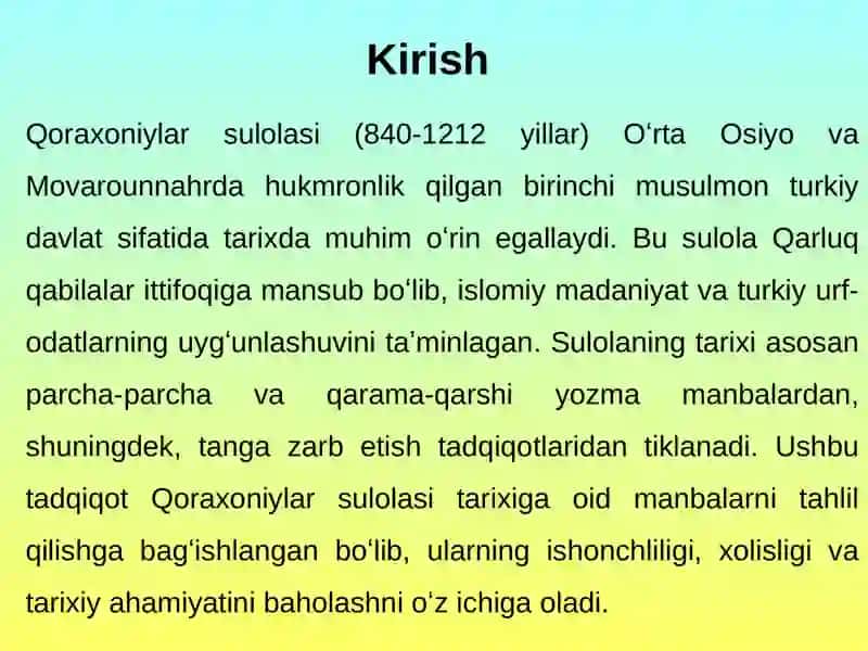 Qoraxoniylar sulolasi tarixiga oid manbalar tahlili 3