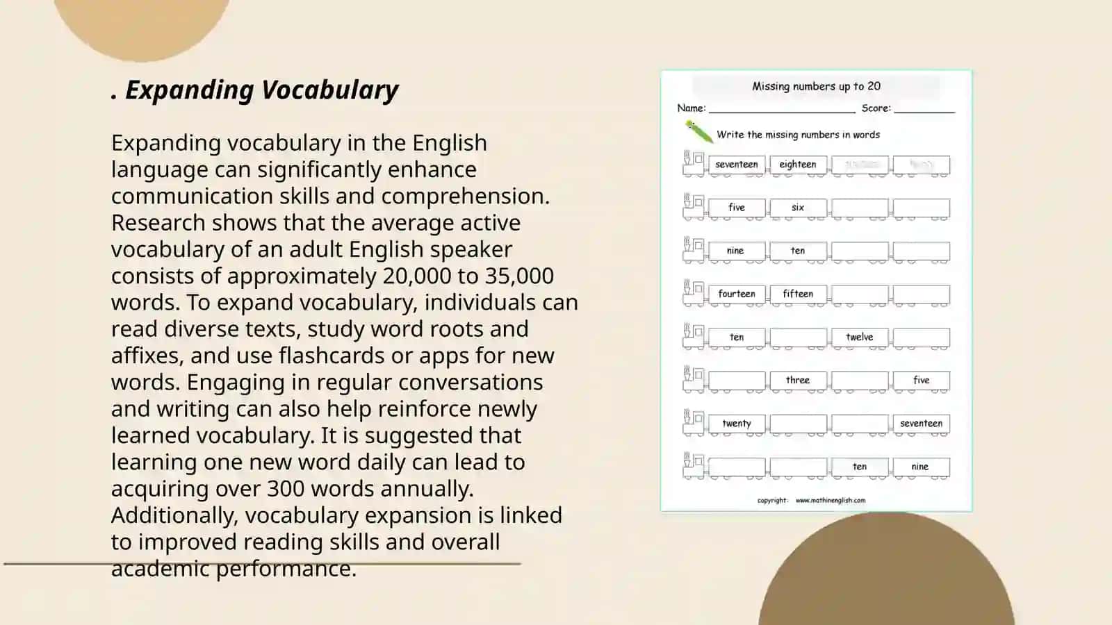 Expanding Vocabulary 3