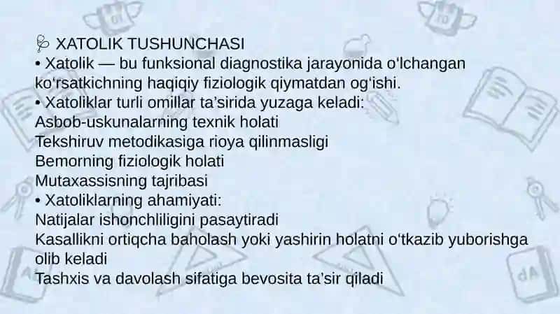 funksional diagnostika fanidan Mustaqil ish 3