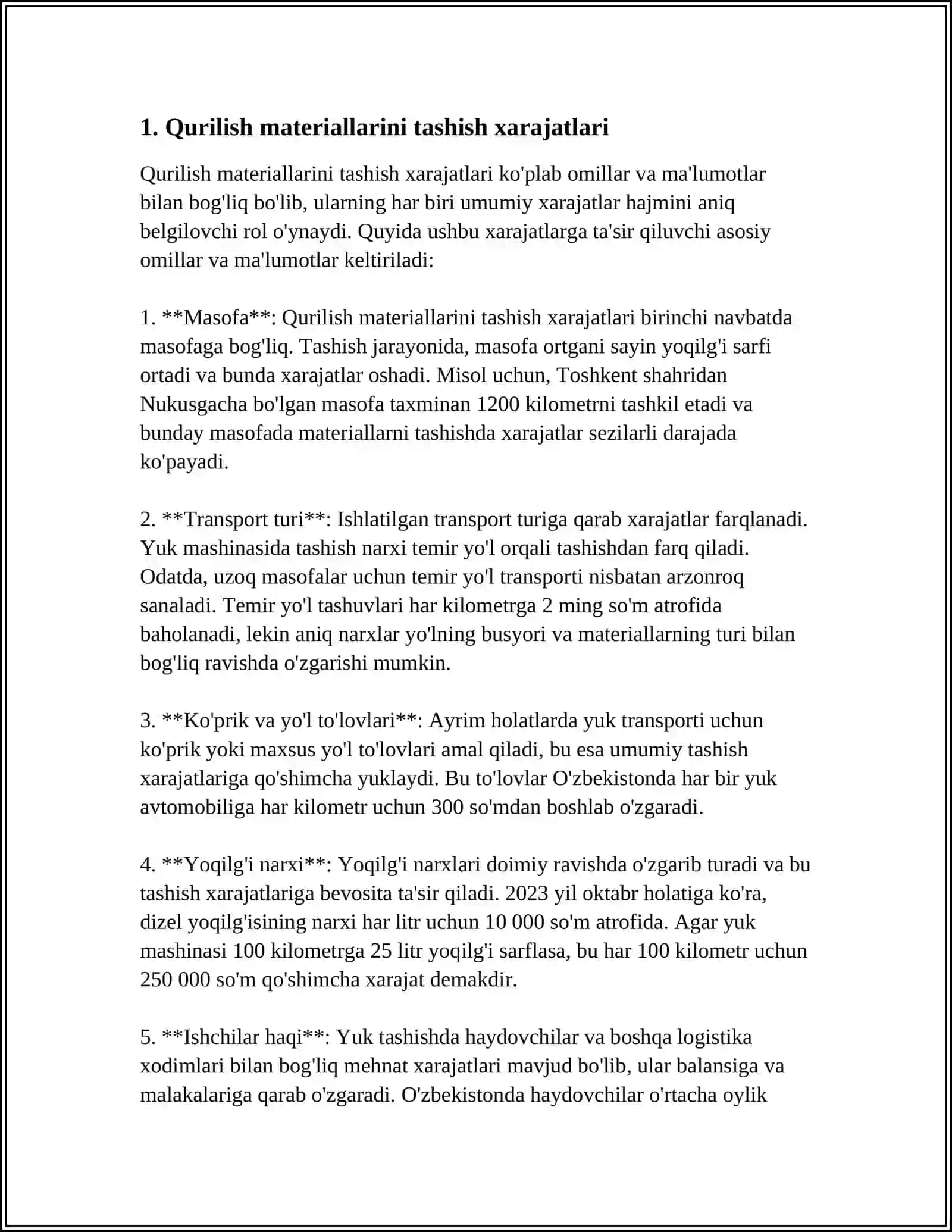 MUSTAQIL ISH Mavzu: QURILISH VA MONTAJ ISHLARIDA PUDRATCHINING BOSHQA HARAJATLARI TARKIBI 3