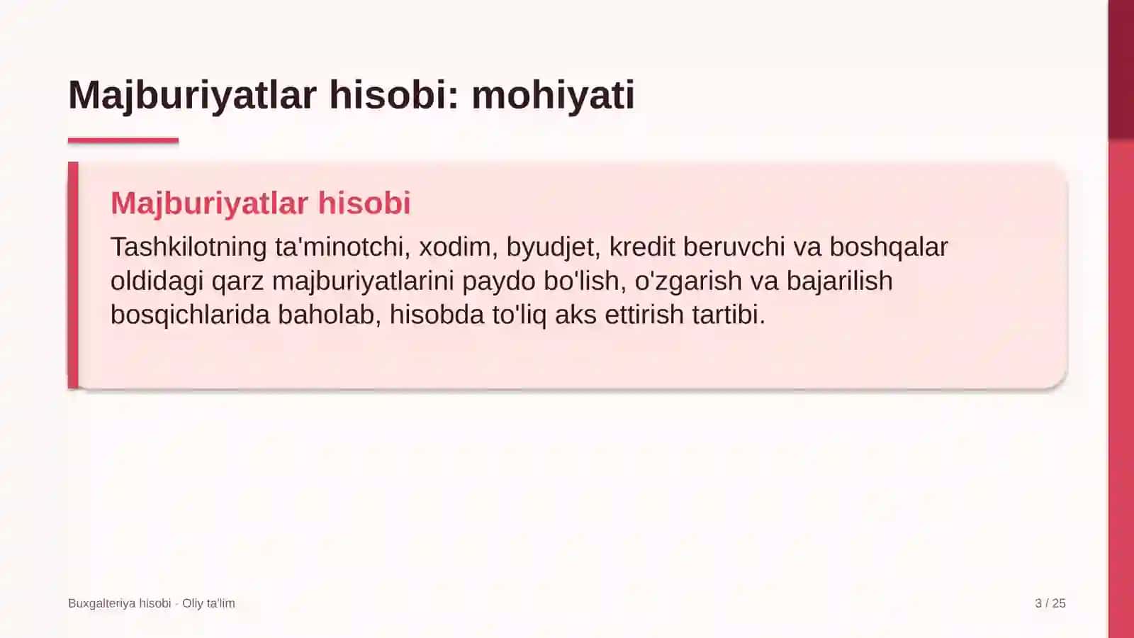 Energetika ta'mirlash korxonalarida majburiyatlar hisobi 3