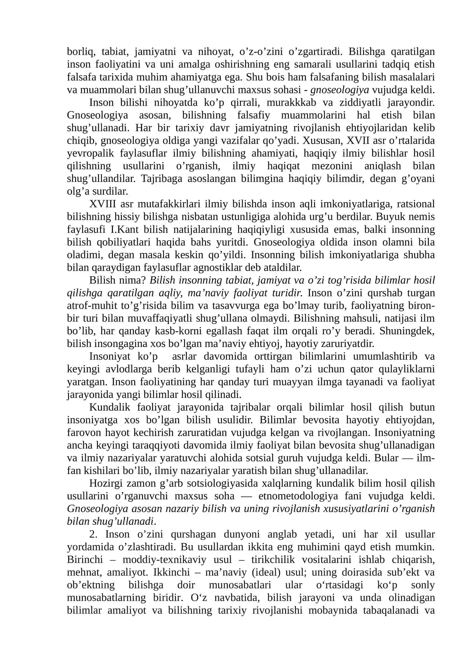 BILISH FALSAFASI (GNOSEOLOGIYA) 3