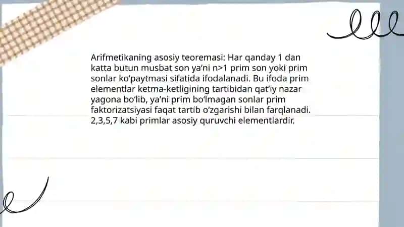 Arifmetikaning asosiy teoremasi 3