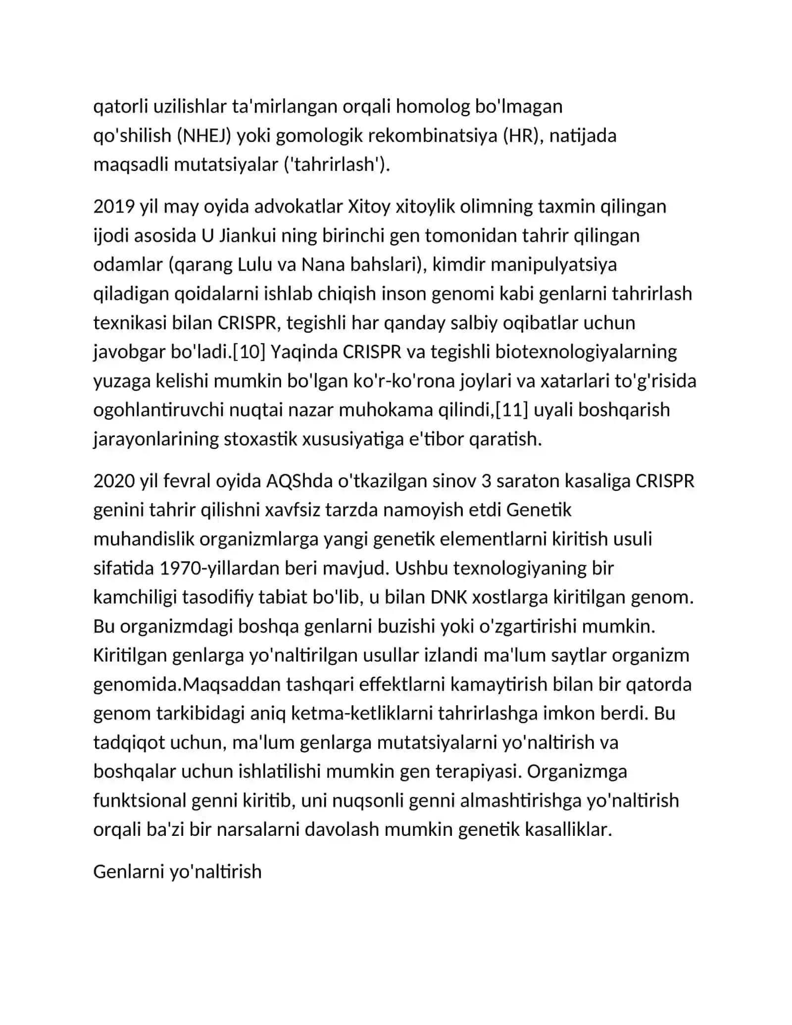 Saodova Dildora - Genetika va genomika asoslari fanidan mustaqil ishi 3