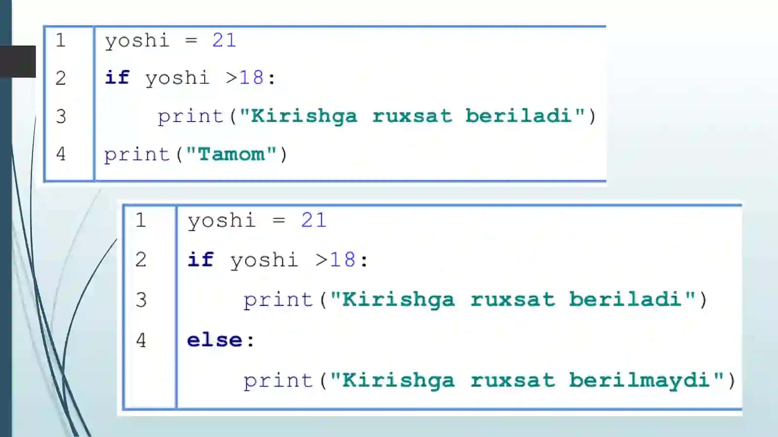 Python (Basic) if - shart amali (operatori). 3
