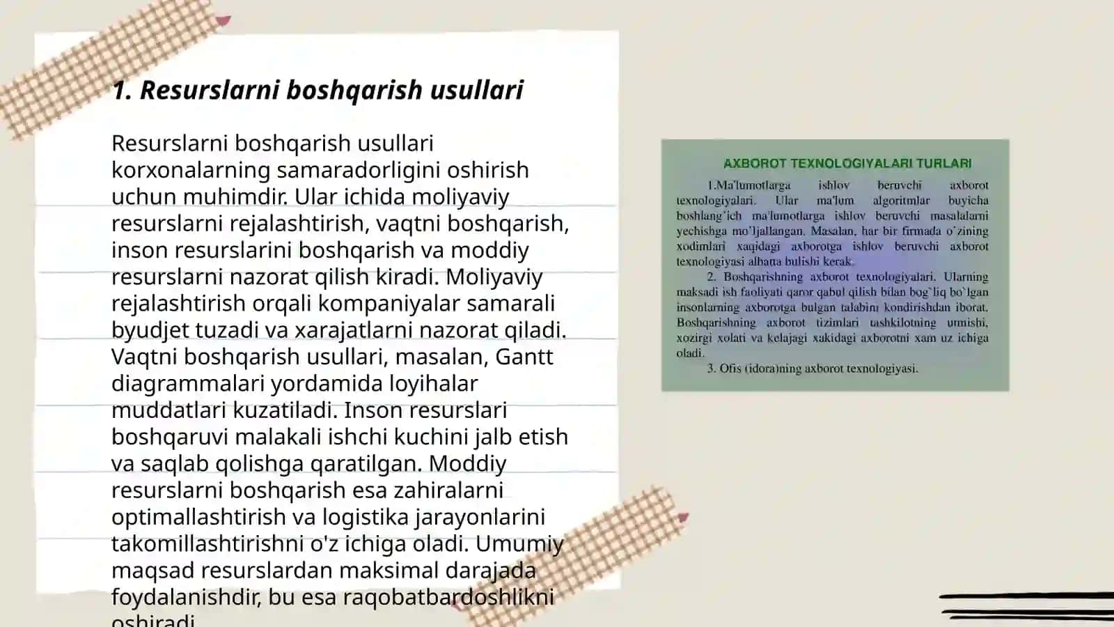 Resurslarni boshqarish usullari 3