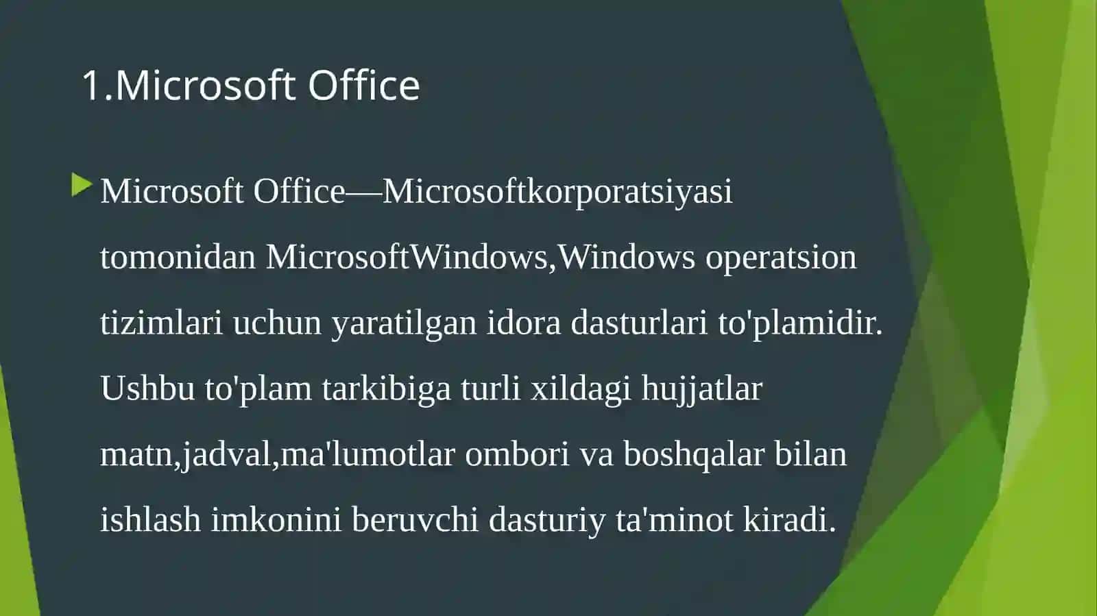 Boshlang`ich sinflarda microsoft Office dasturlaridan foydalanish. 3