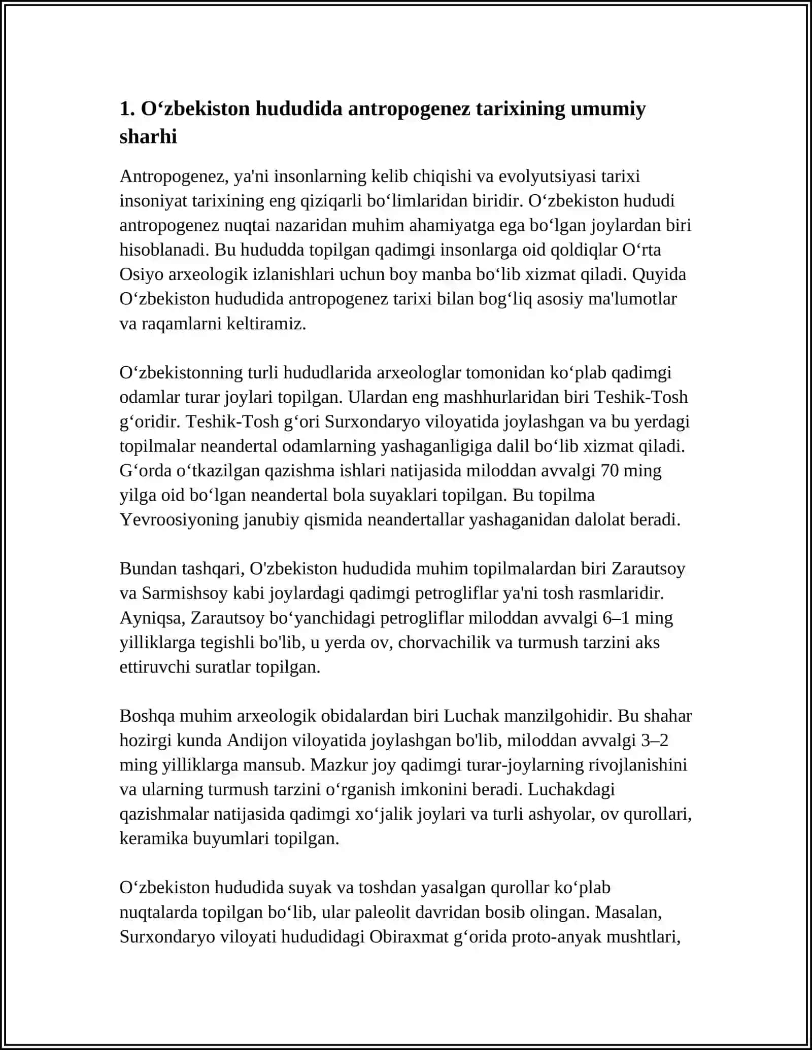 O‘ZBEKISTON HUDUDIDA ANTROPOGENEZ JARAYONI 3
