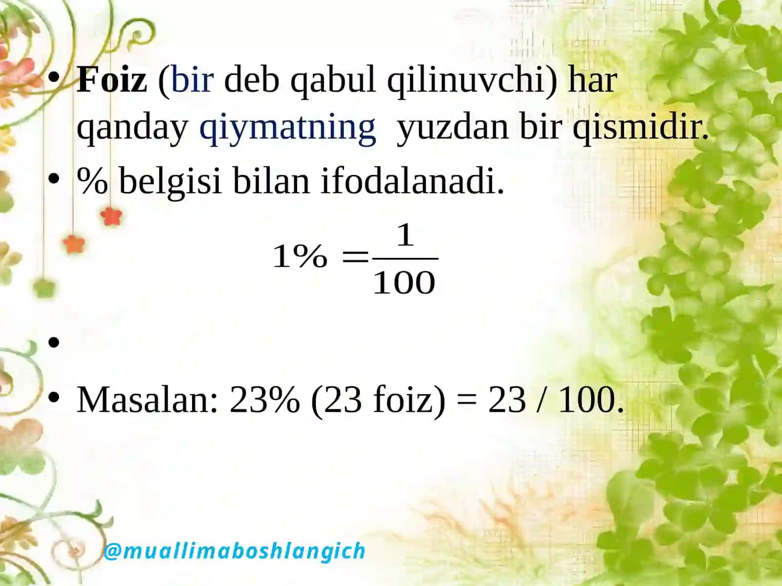 5-sinf. Sodda va murakkab foizlar 3