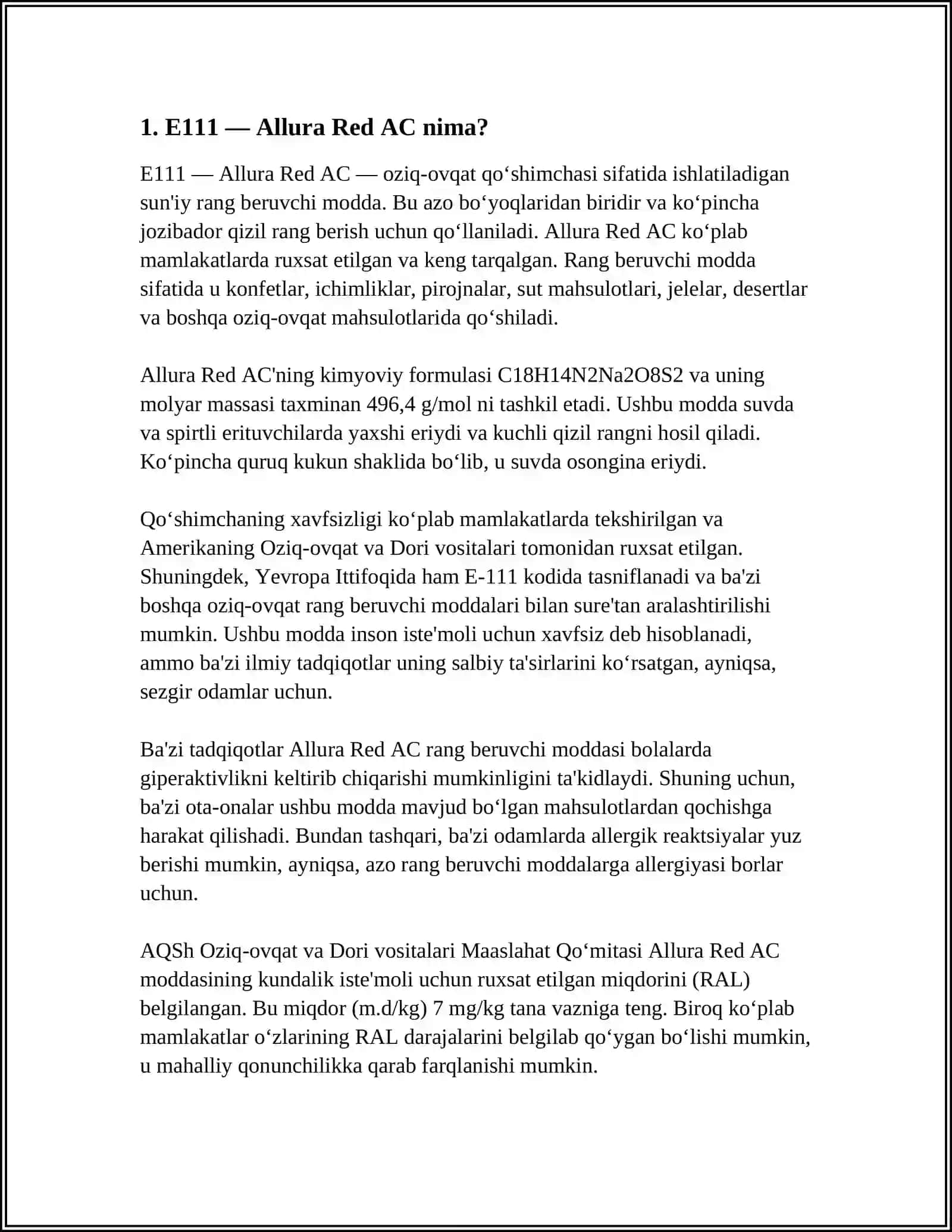 E111 — ALLURA RED AC 3