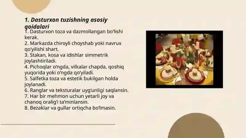 Dasturxon tuzash sanʼati 3