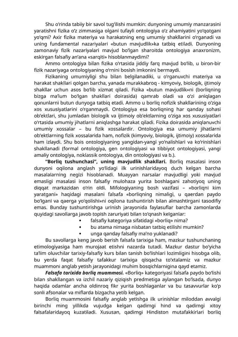 Borliq (Ontologiya) va rivojlanish falsafasi 3