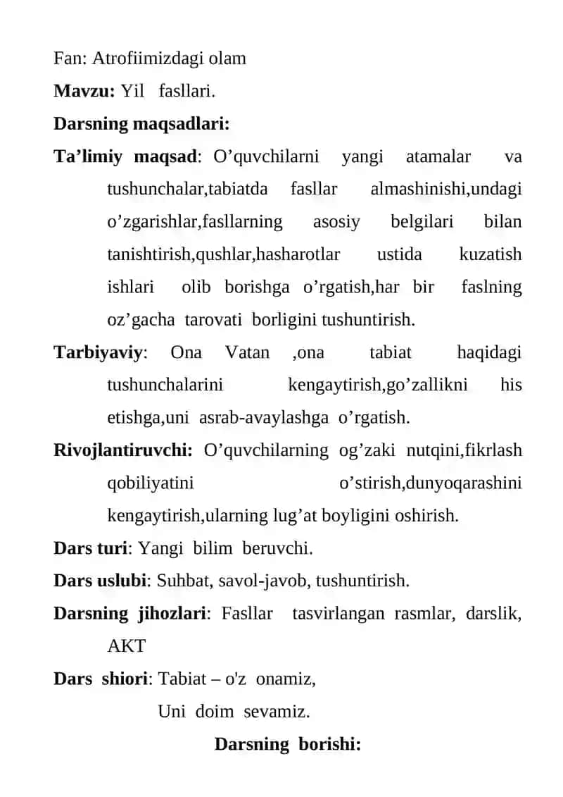 Yil fasllari dars ishlanmasi 3