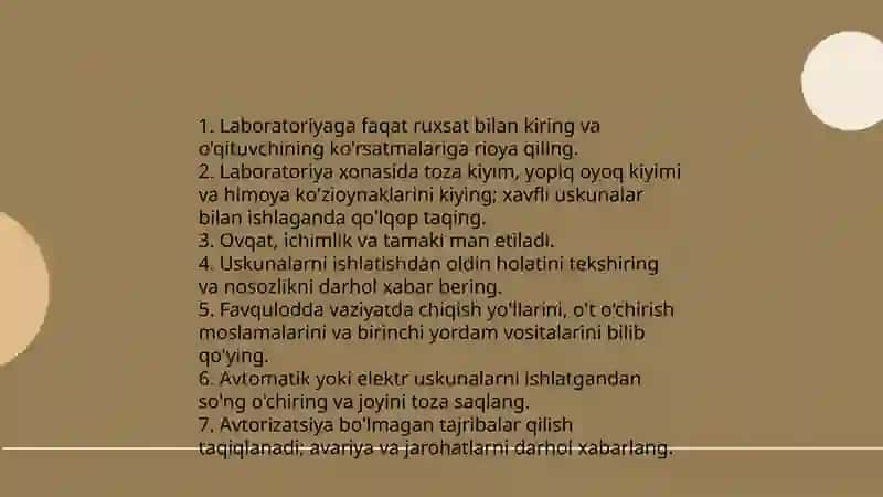 Fizika labaratoriya xonasida texnika xavfsizlik qoidalari 3