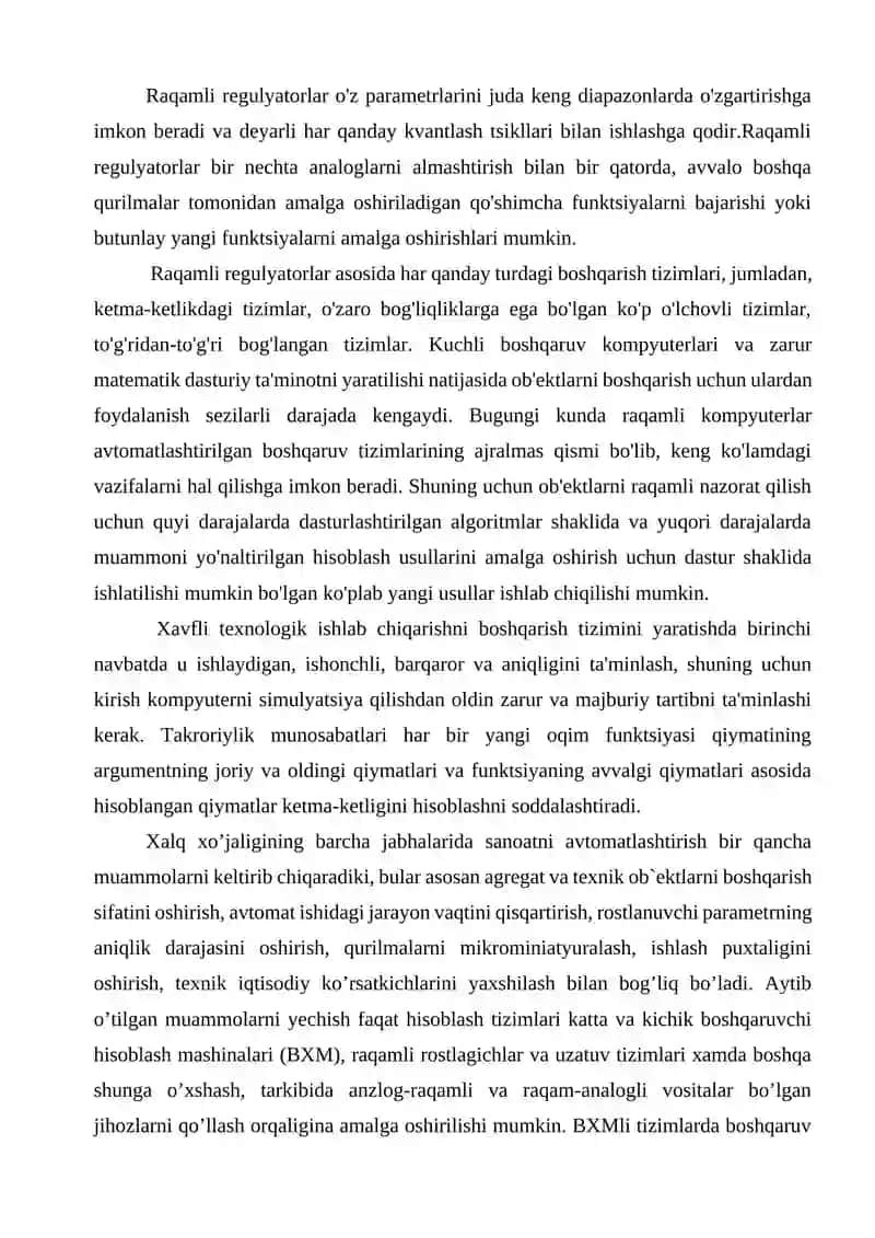 Raqamli avtomatik boshqaruv tizimlari 3