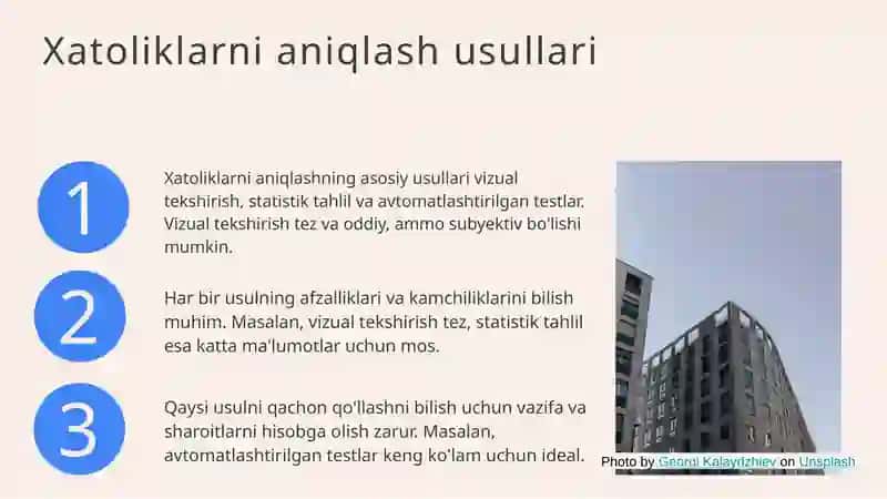 Xatoliklarni Aniqlash va Bartaraf Etish 3