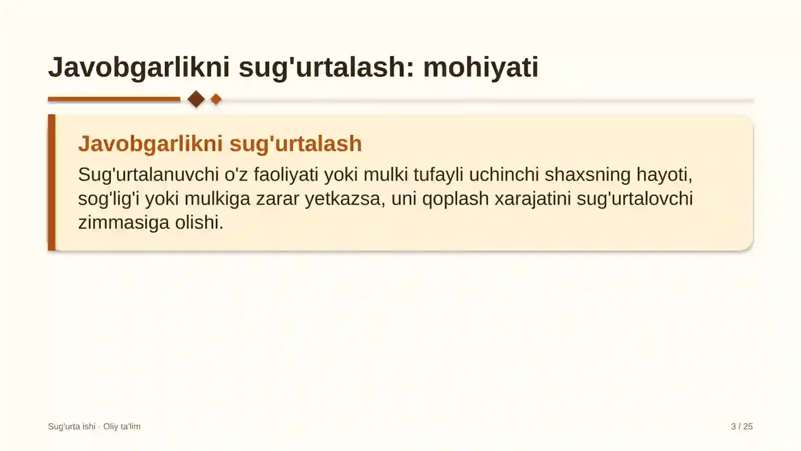 Javoblarlikni sug'urtalash: mohiyati 3