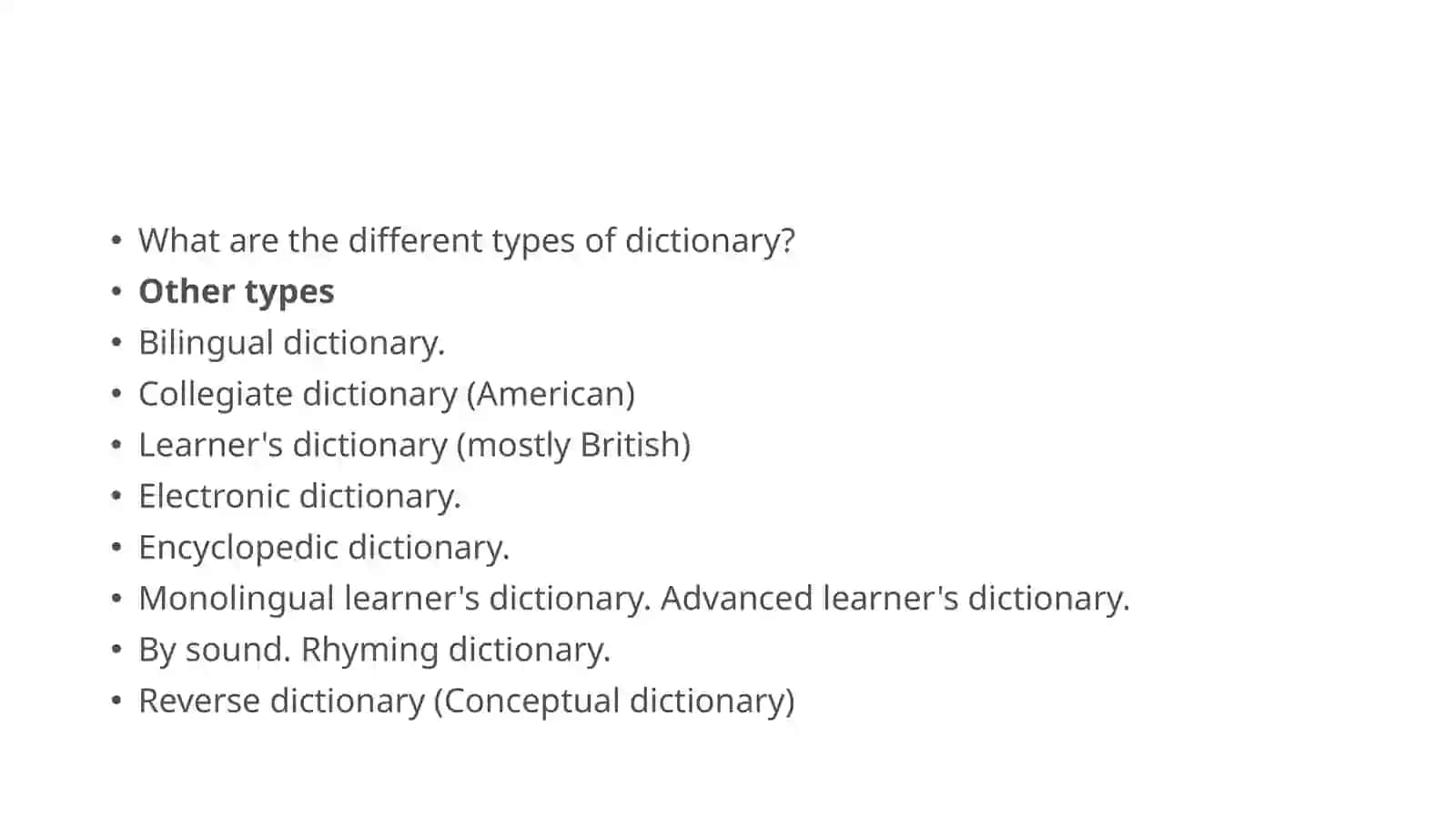 Dictionary aspects 3