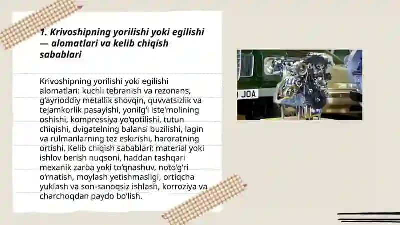 Krivoship- shatun( KShM) mexanizmi nosozliklari 3