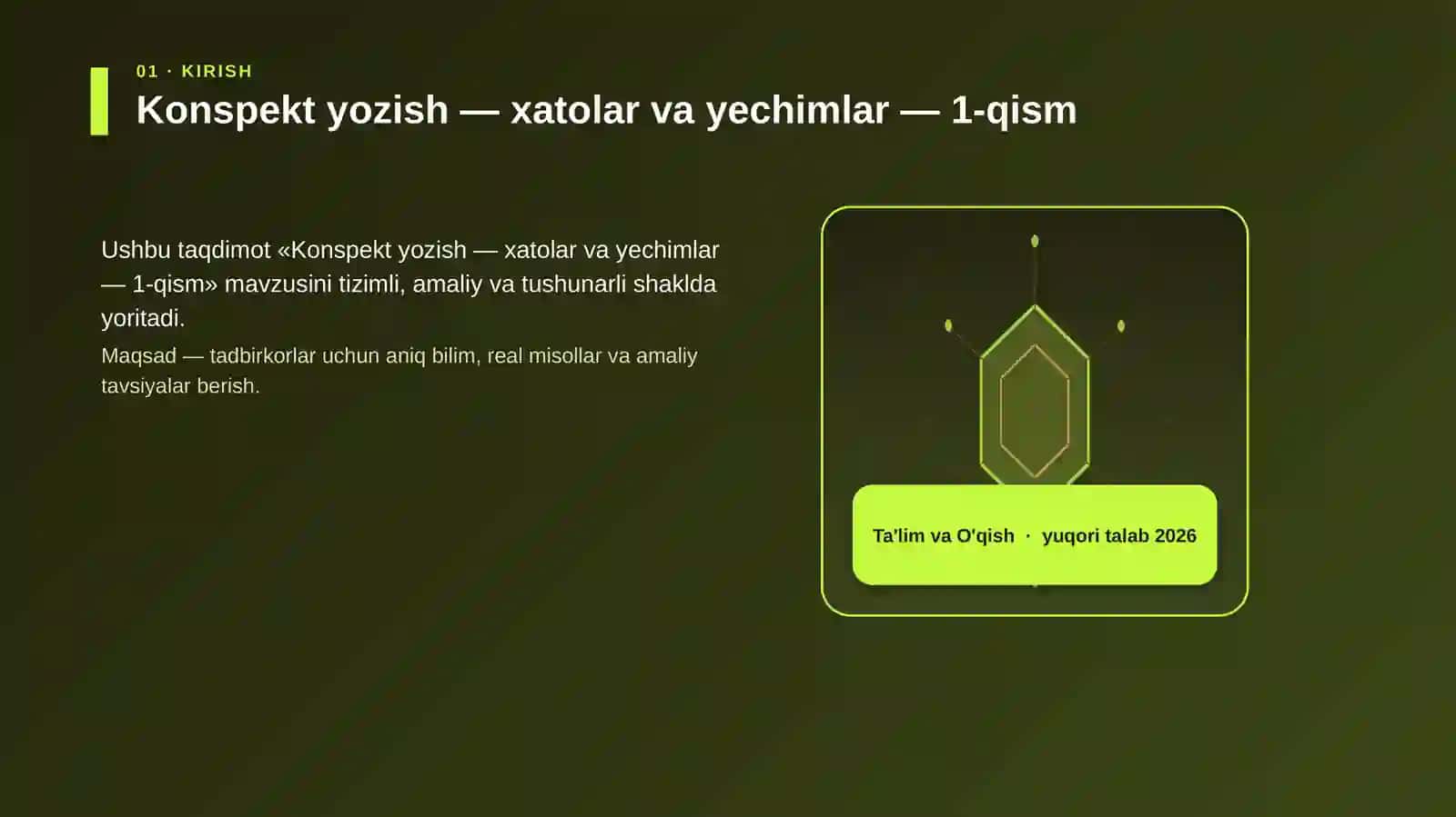 Konspekt yozish — xatolar va yechimlar — 1-qism 3