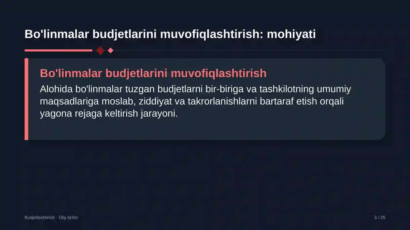 Xo'jalik mollari do'konlarida bo'linmalar budjetlarini muvofiqlashtirish 3