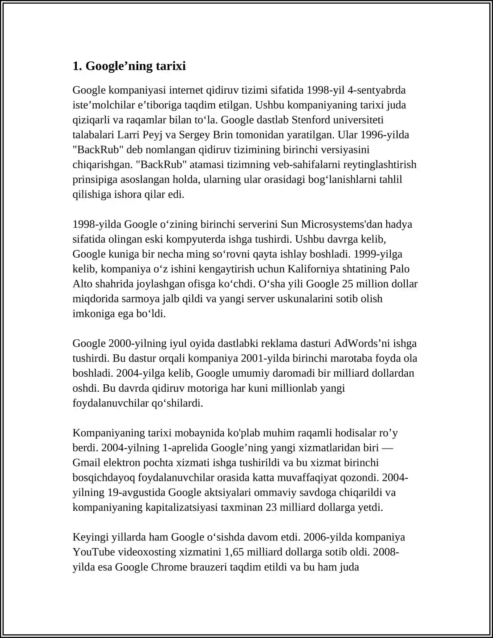 GOOGLE HAQIDA MA'LUMOT 3