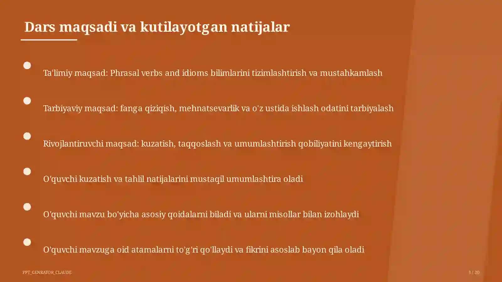 Phrasal verbs and idioms (11-sinf) 3