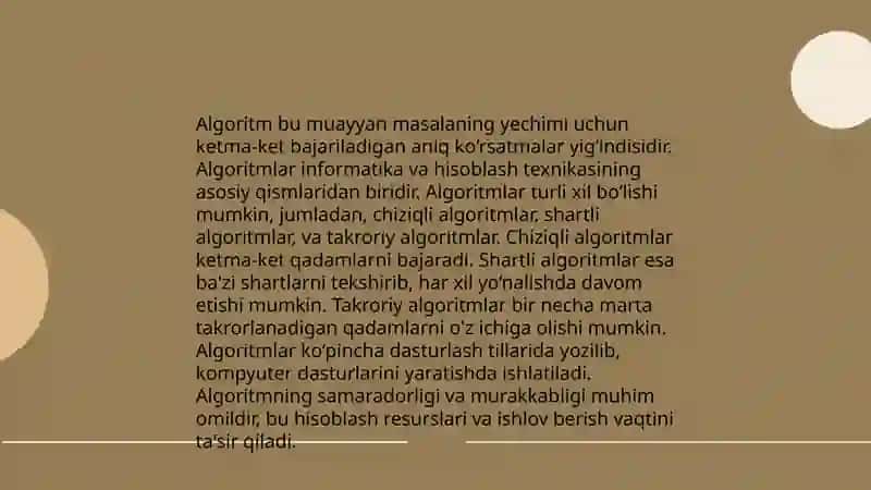 Algaritimlash va dasturlash asoslari 3