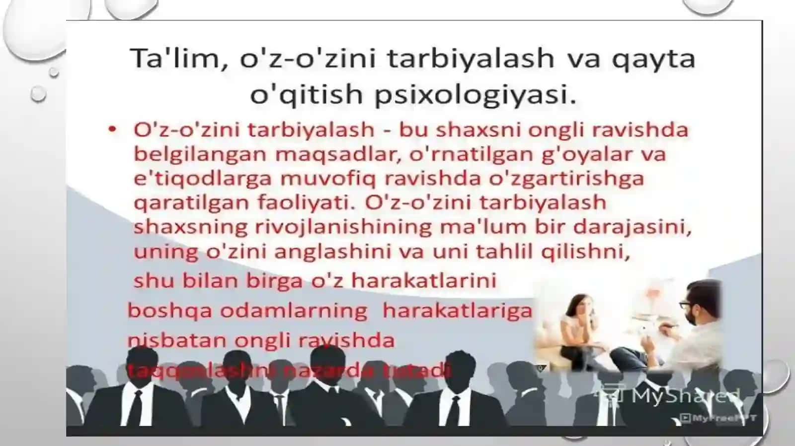 O’z-o’zini tarbiyalash va o’zustida ishlash 3
