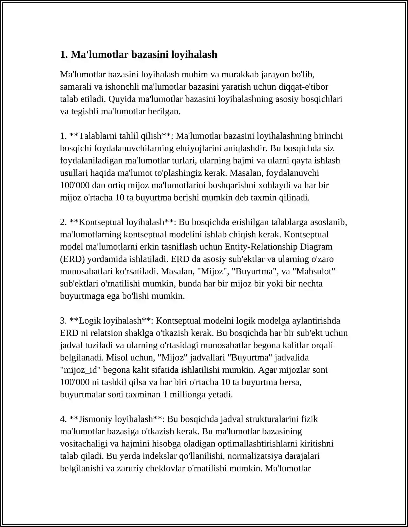 TIBBIY-BIOLOGIK MASALANI YECHISH MISOLIDA MA’LUMOTLARNI TASHKIL QILISH VA KIRITISH 3