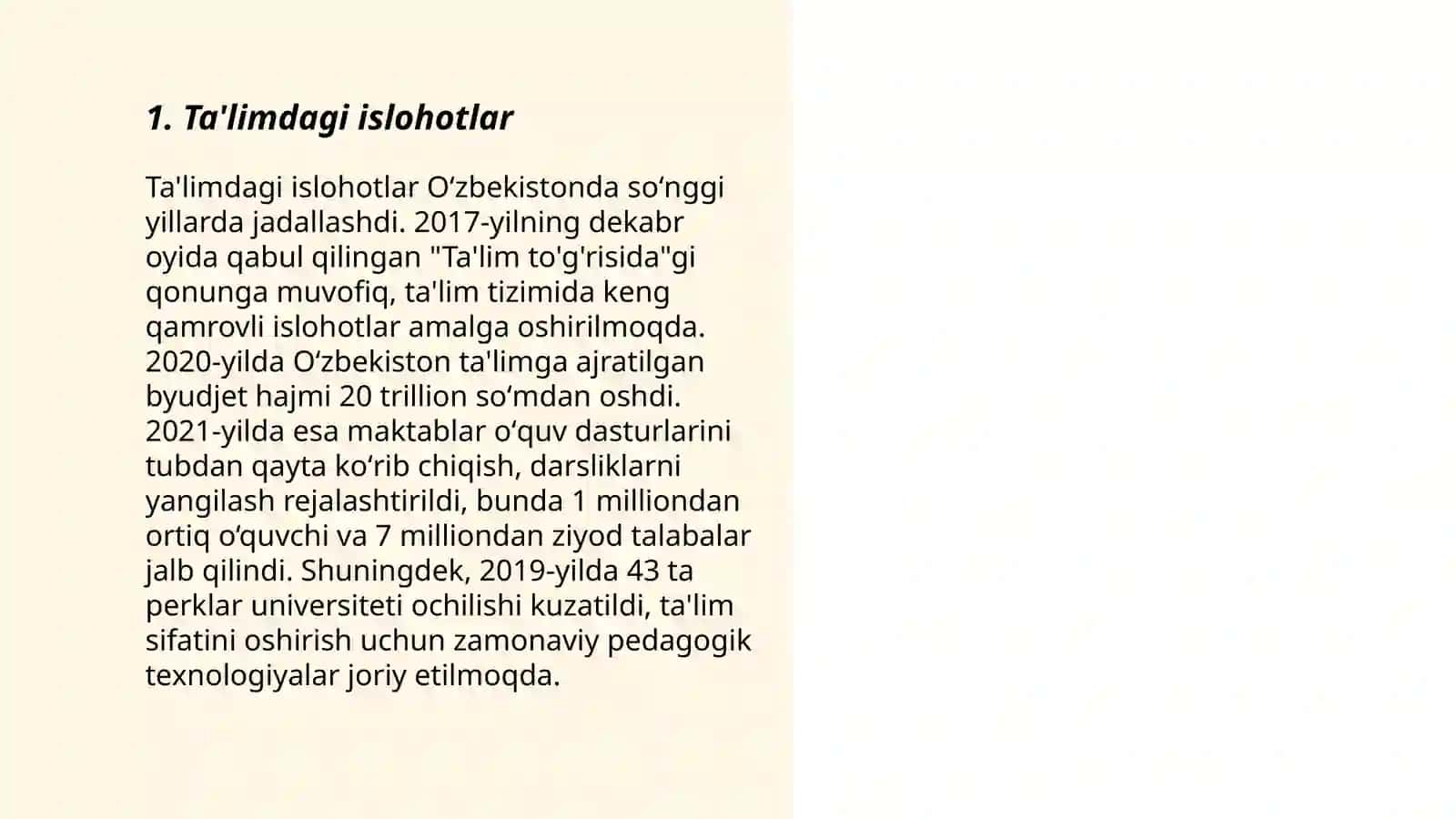 Ta'limdagi islohotlar 3