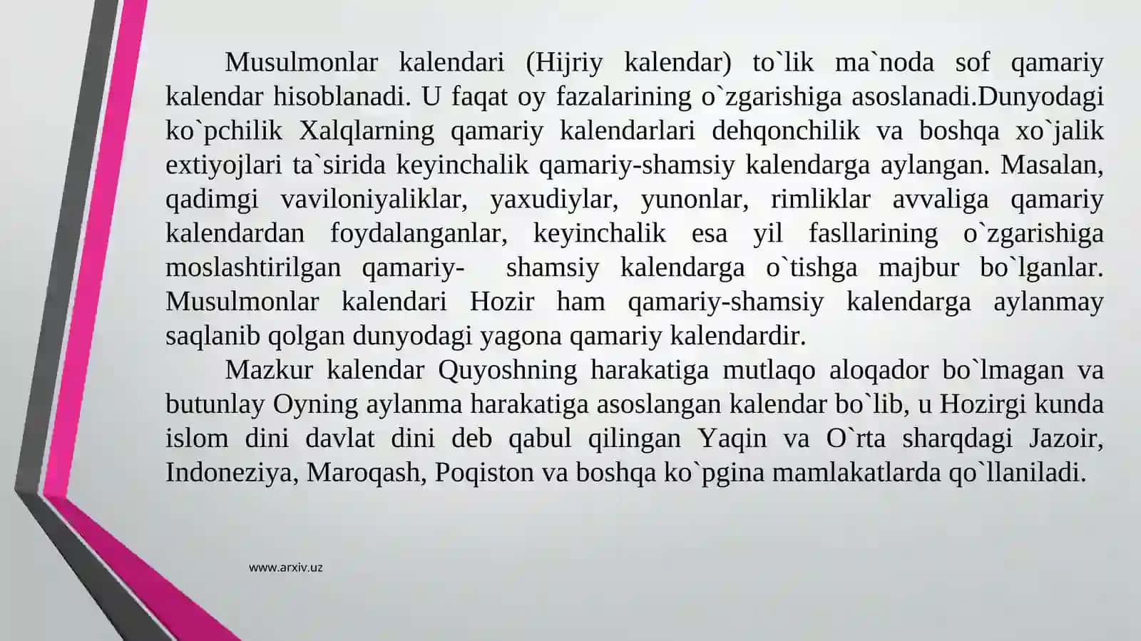 Musulmonlar kalendari.Hijriy yil hisobi 3