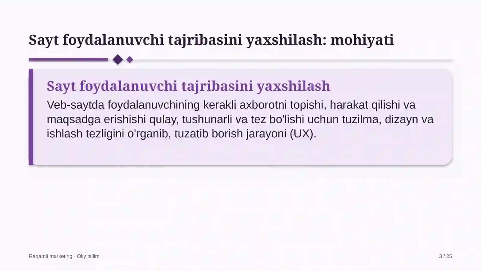Raqamli marketing · Oliy ta'lim 3
